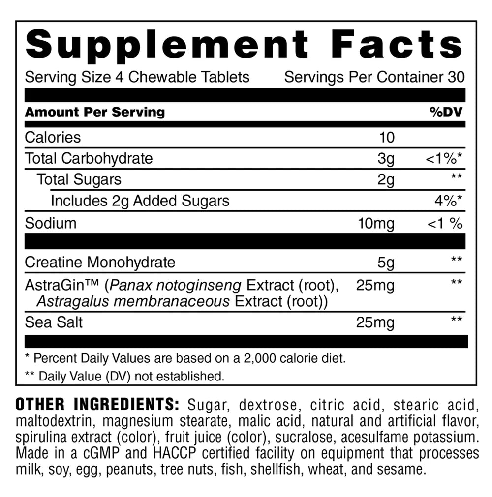 Animal Creatine Chews – CandyCrush’d Flavor – 120 Chewables – With Creatine Monohydrate – Strength, Power & Recovery Support – Convenient On‑the‑Go Format