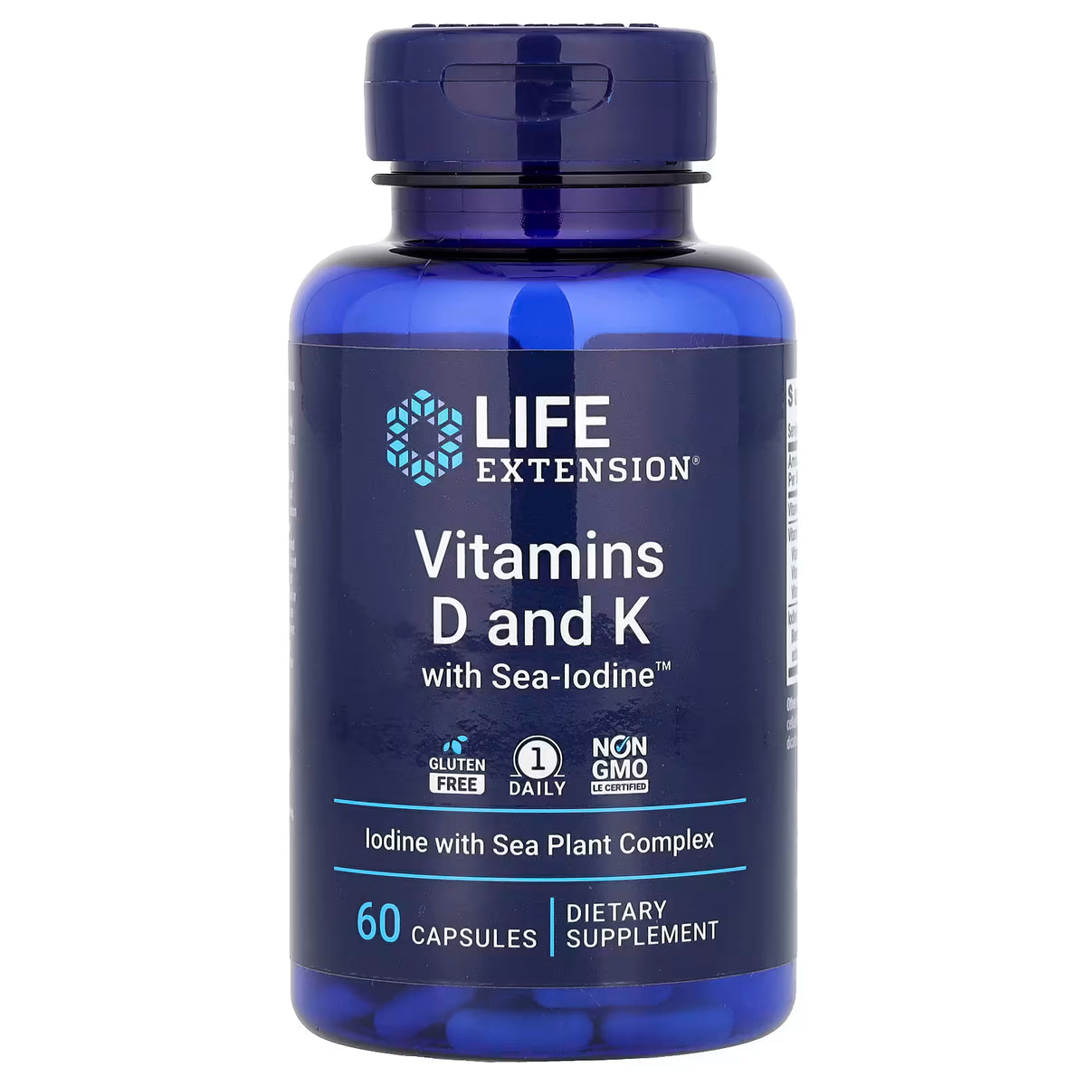 Life Extension Vitamins D and K with Sea-Iodine™ - 60 Capsules - Daily Nutritional Support