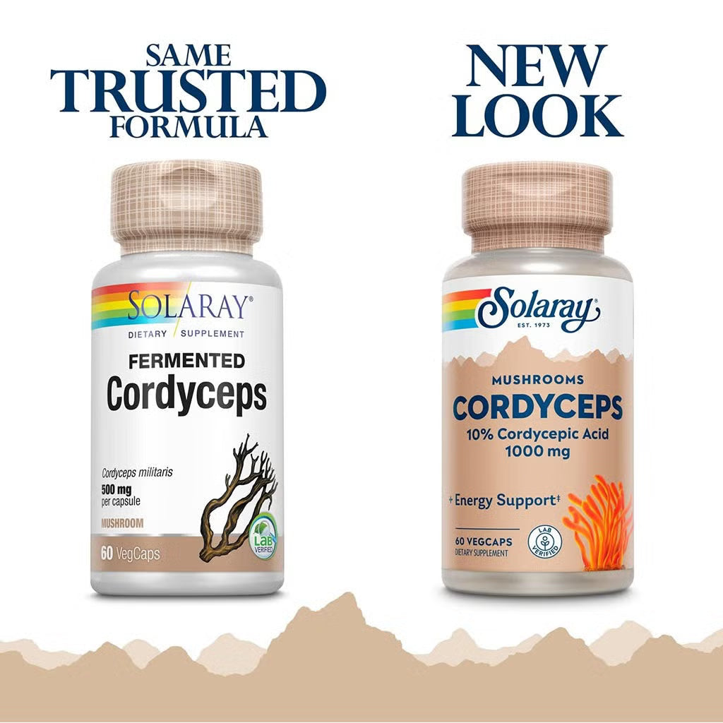 Solaray Cordyceps Mushroom – Energy, Endurance, Immune & Respiratory Support – 60 Vegan Capsules