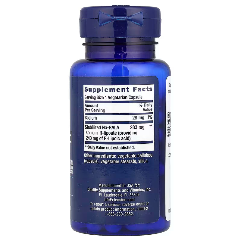Life Extension Super R‑Lipoic Acid – 240 mg, 60 VegCaps | Premium Daily Antioxidant Support