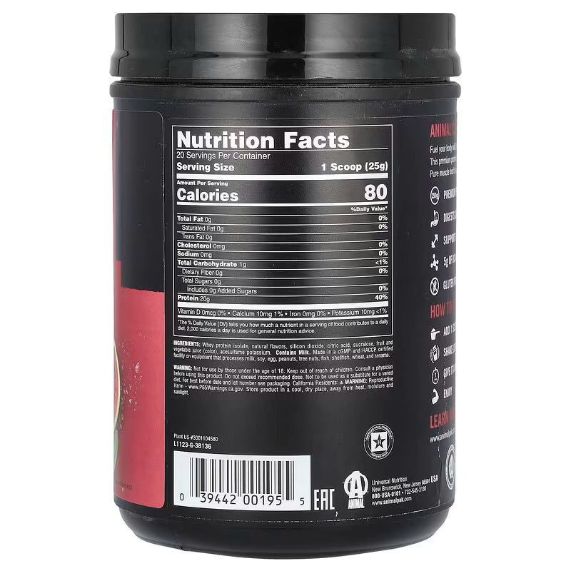 Universal Nutrition Animal Clear Whey Isolate – Watermelon Limeade Flavor – 500 g