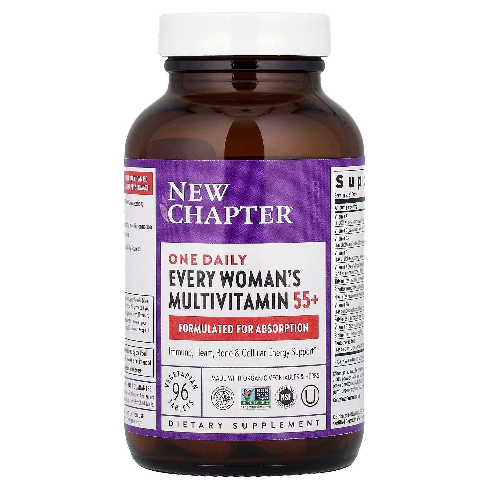 New Chapter Women’s Multivitamin 55+ One Daily with Astaxanthin, D3 & B Vitamins, Non - GMO, 72 Tablets - END Nutrition