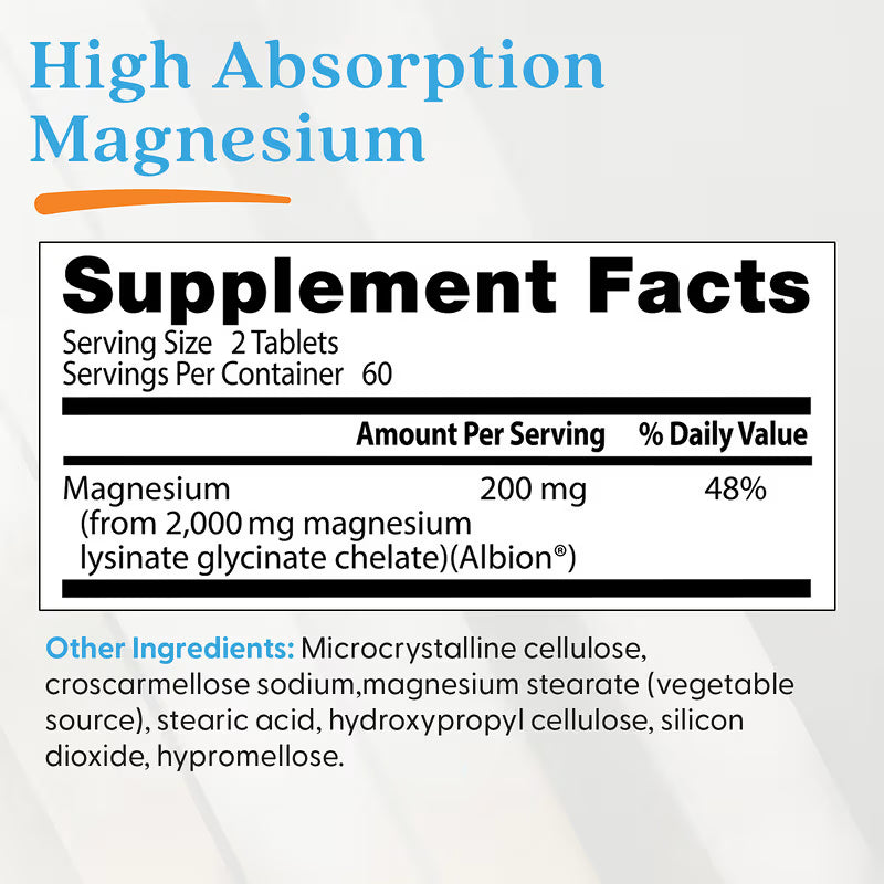 Doctor’s Best High Absorption Magnesium Lysinate Glycinate – 120 Tablets | 100% Chelated, Muscle, Nerve & Heart Support