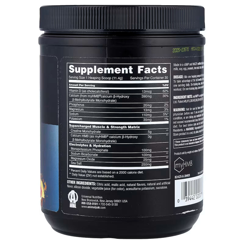 Universal Nutrition Animal Creatine HMB+ – Strength, Recovery & Power Formula – Power Punch Flavor – 342 g
