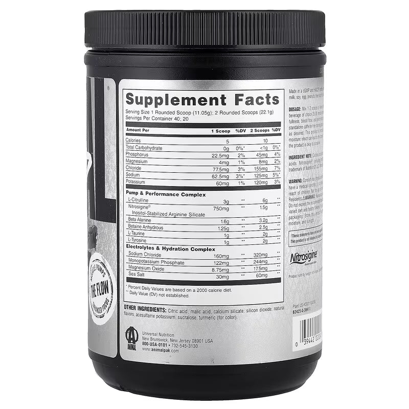 Universal Nutrition Animal Pump – Pre‑Workout Pump & Energy Formula – Citrulline, Creatine, Stims – Lemon Surge Powder – 442 g