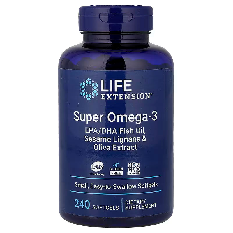 Life Extension Super Omega-3 EPA/DHA Fish Oil with Sesame Lignans & Olive Extract - 240 Softgels