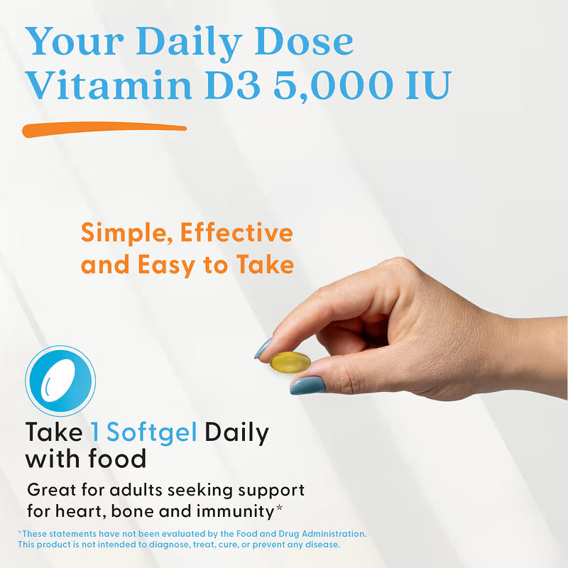Doctor’s Best Vitamin D3 – 5000 IU, 180 Softgels | Bone, Immune & Heart Health Support