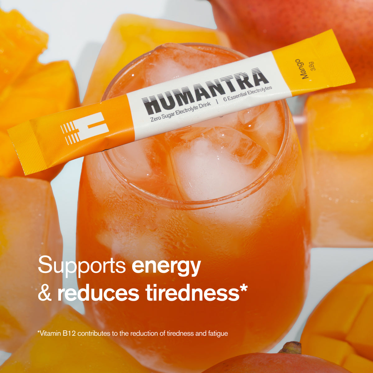 Humantra Electrolyte Powder Mango (20 Sachets) | 6-Electrolyte Hydration | Plant-Based, Vegan, Sugar Free & Gluten Free - endnutrition.com