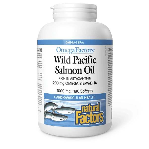 Wild Pacific Salmon Oil – 1000 mg, 180 Softgels – OmegaFactors EPA & DHA for Heart, Brain & Joint Health - Endnutrition.com