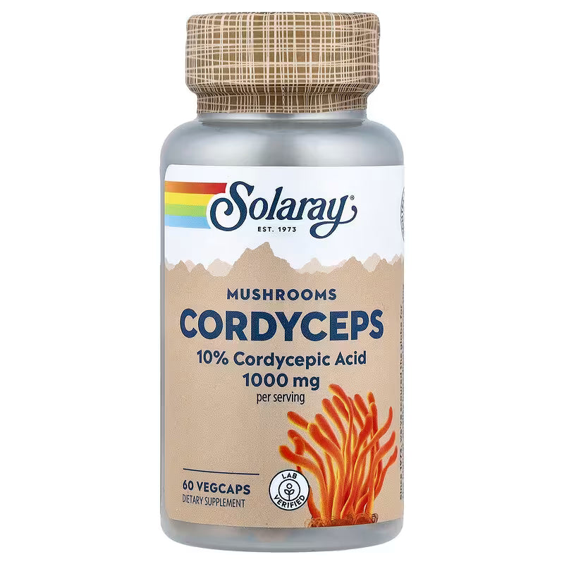Solaray Cordyceps Mushroom – Energy, Endurance, Immune & Respiratory Support – 60 Vegan Capsules