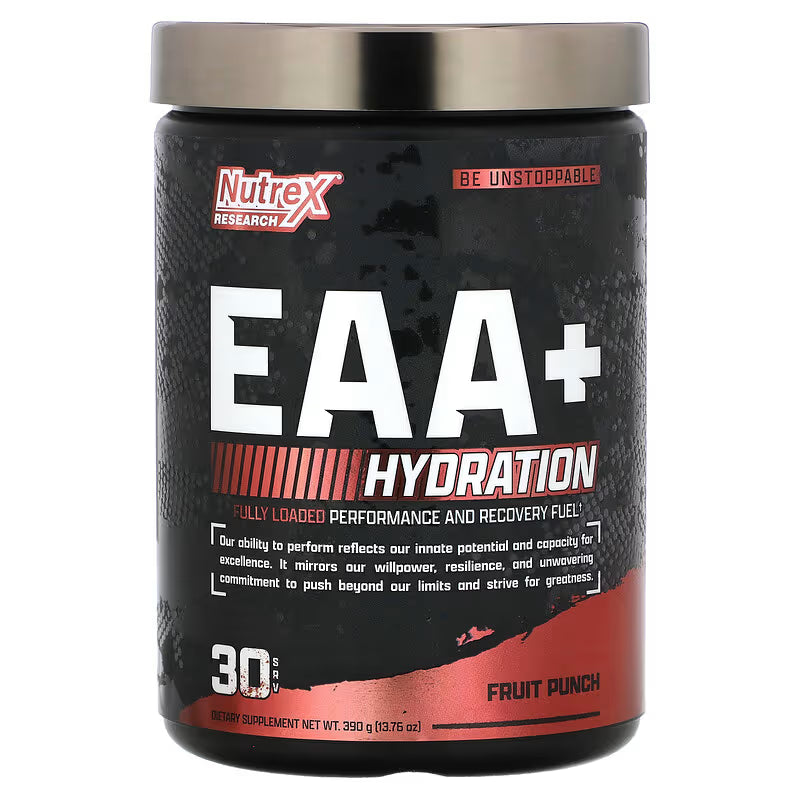 Nutrex Warrior EAA + Hydration – Fruit Punch – Essential Amino Acids & Electrolytes – Muscle Recovery, Hydration & Performance – 390 g