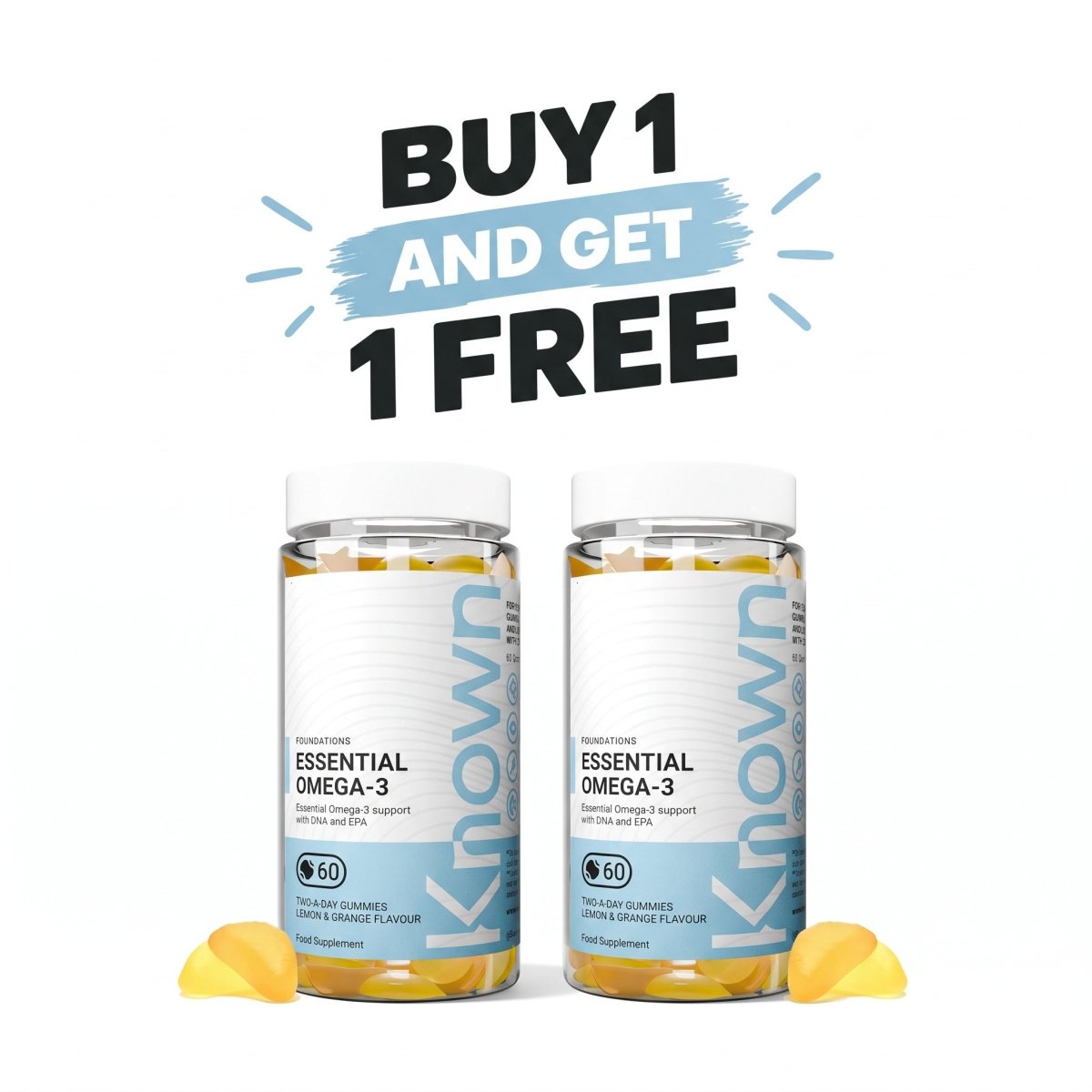 Known Essential Omega 3 Gummies – EPA & DHA | Lemon & Orange Flavour | No Fishy Aftertaste - endnutrition.com