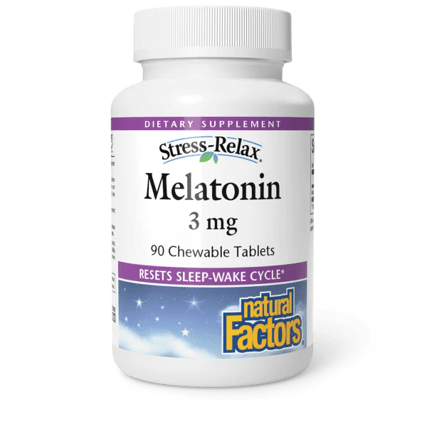 Natural Factors Melatonin – 3 mg – 90 Chewable Tablets – Natural Sleep Aid, Peppermint Flavour, Sleep‑Wake Cycle Reset - END Nutrition