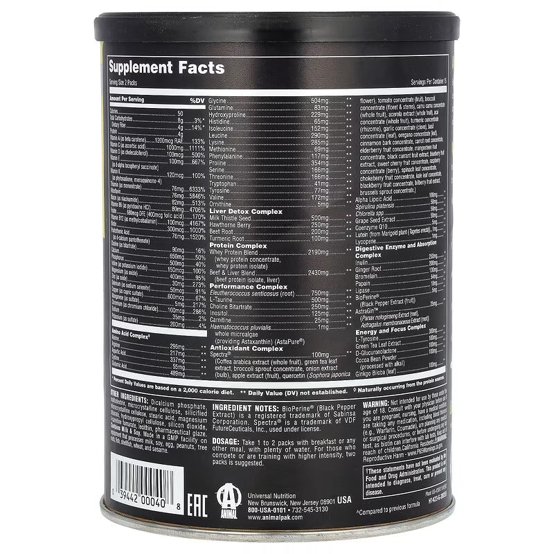 Universal Nutrition Animal Pak Ultimate Foundation – Multivitamin & Performance Complex – Strength, Recovery & Immunity – 30 Packs