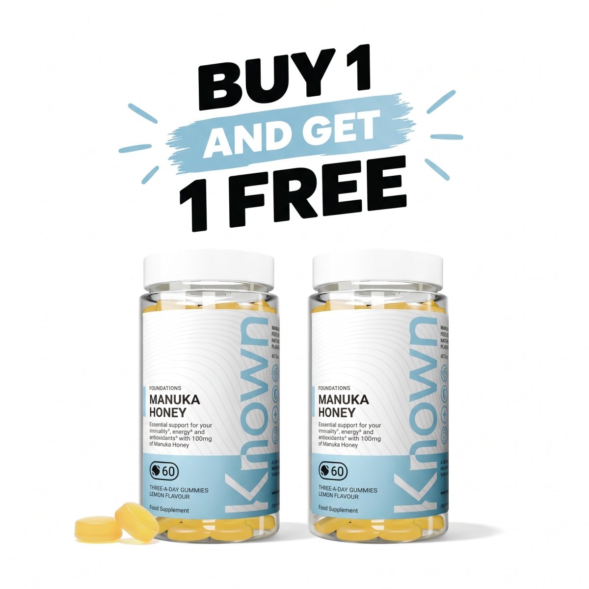 Known Manuka Honey Immunity Support Vegetarian Gummy Supplement | 100mg Manuka Honey with Vitamin C, D3 & Zinc - endnutrition.com