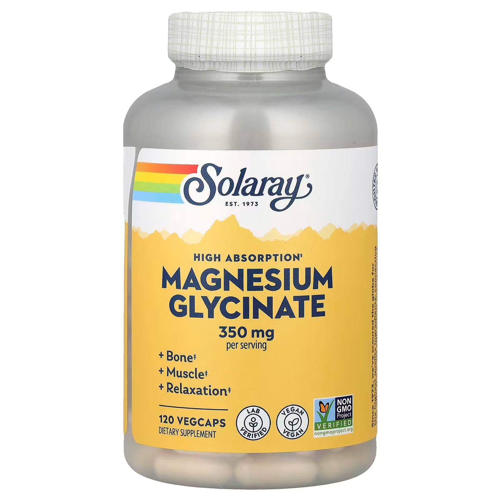 Solaray Magnesium Glycinate 350mg – With BioPerine® Black Pepper Extract | Vegan | Muscle, Nervous System & Bone Support