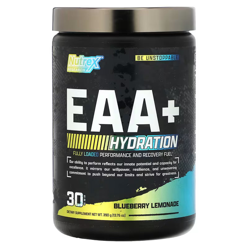 Nutrex Warrior EAA + Hydration – Blueberry Lemonade – 8G Essential Amino Acids & Electrolytes – Muscle Recovery, Hydration & Performance – 390 g