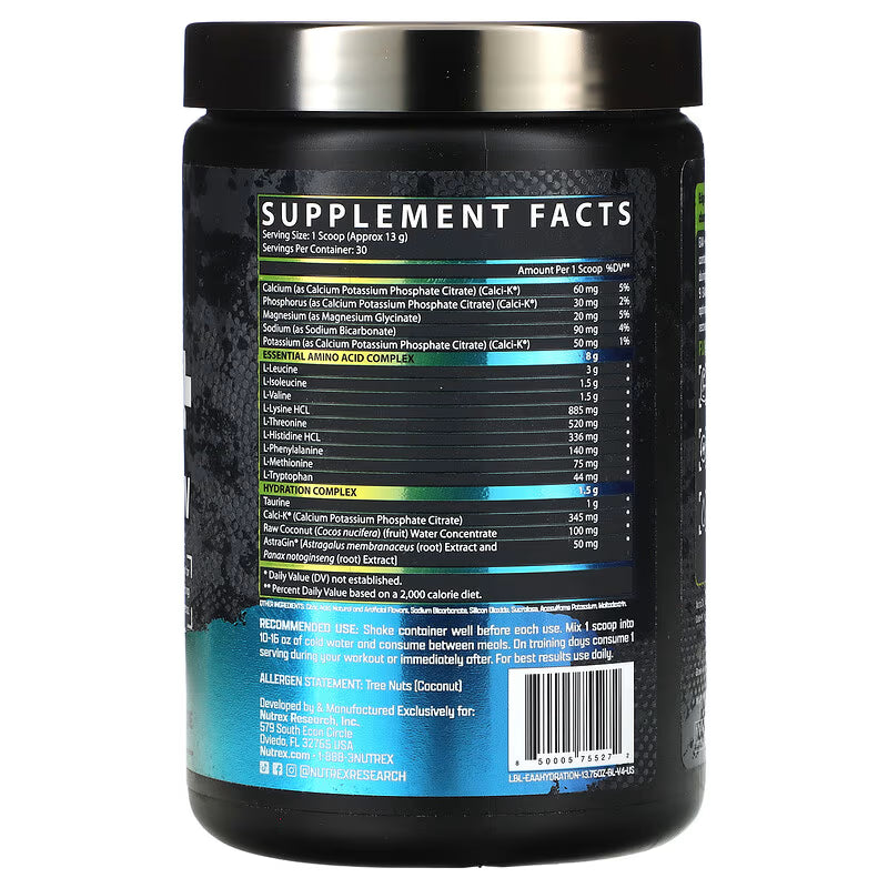 Nutrex Warrior EAA + Hydration – Blueberry Lemonade – 8G Essential Amino Acids & Electrolytes – Muscle Recovery, Hydration & Performance – 390 g