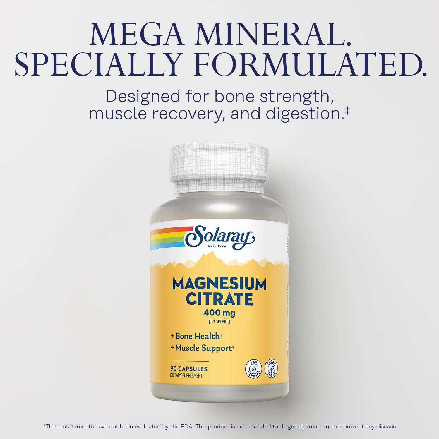 Solaray Magnesium Citrate 400 mg | Muscle Relaxation, Energy & Bone Support
