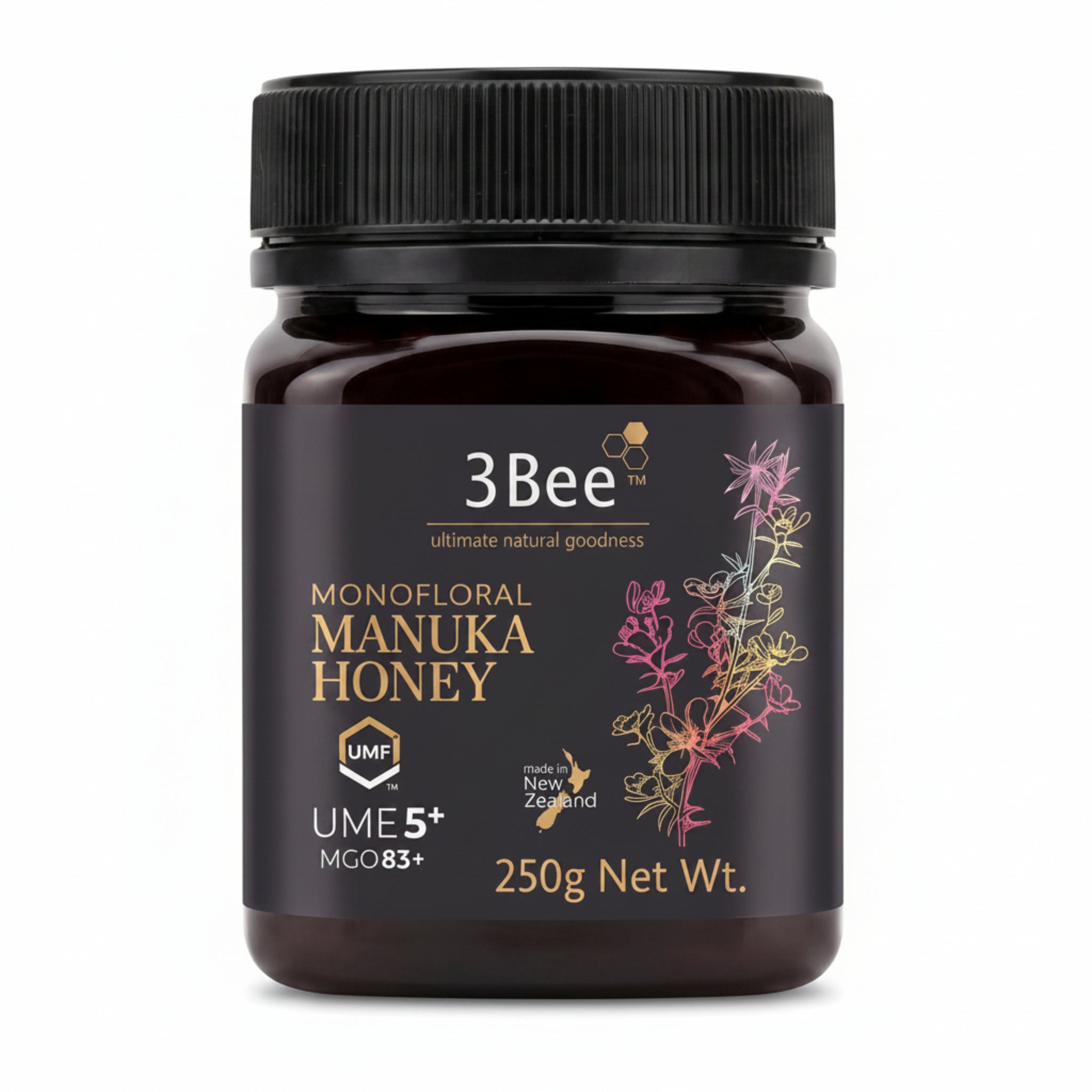 3Bee Monofloral Manuka Honey UMF 5+ | 250 g – Daily Immune & Digestive Support - endnutrition.com
