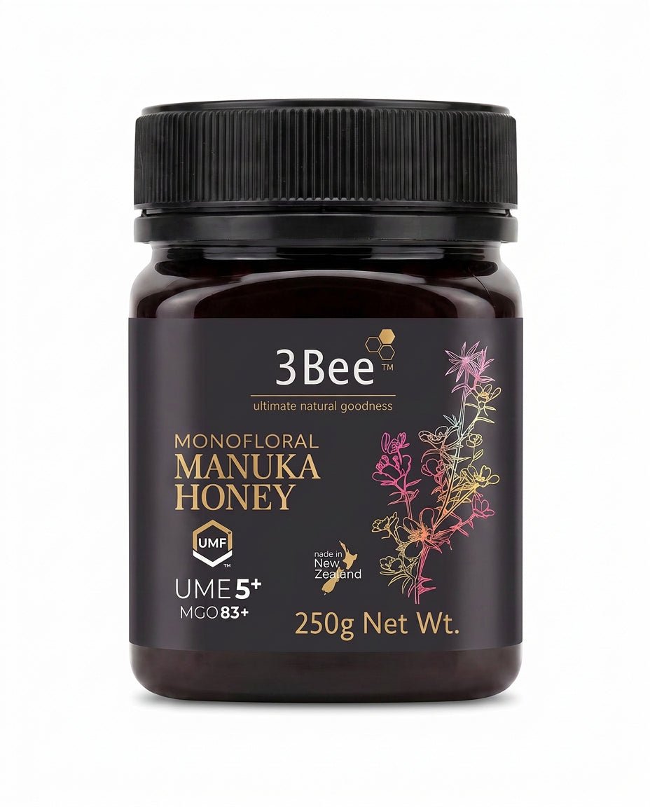 3Bee Monofloral Manuka Honey UMF 5+ | 250 g – Daily Immune & Digestive Support - endnutrition.com