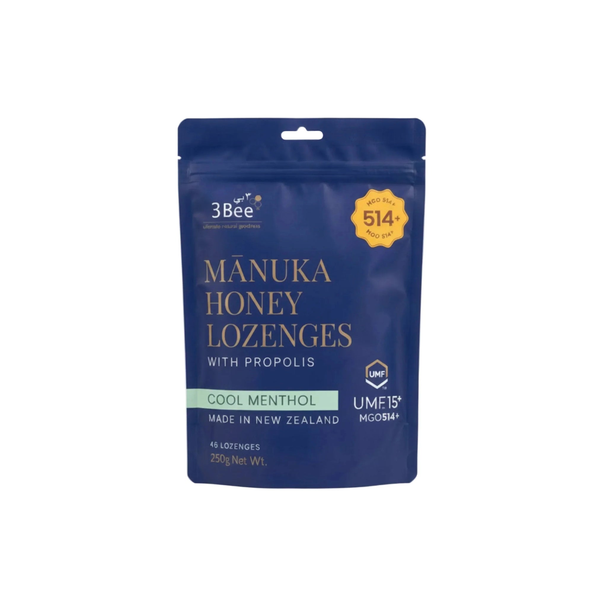 3BEE MHoney UMF15+ Lozenges – Menthol With Propolis , 250g – Manuka Honey UMF15+, Cooling Relief, Immunity Support - Endnutrition.com