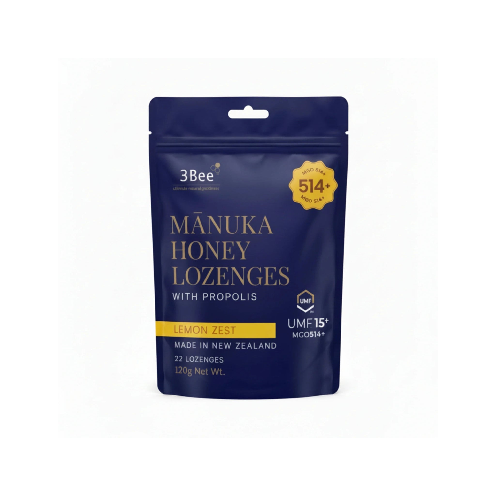 3BEE MHoney UMF15+ Lozenges – Lemon, 120g – Manuka Honey UMF15+, Soothing Relief, Immunity Support - Endnutrition.com