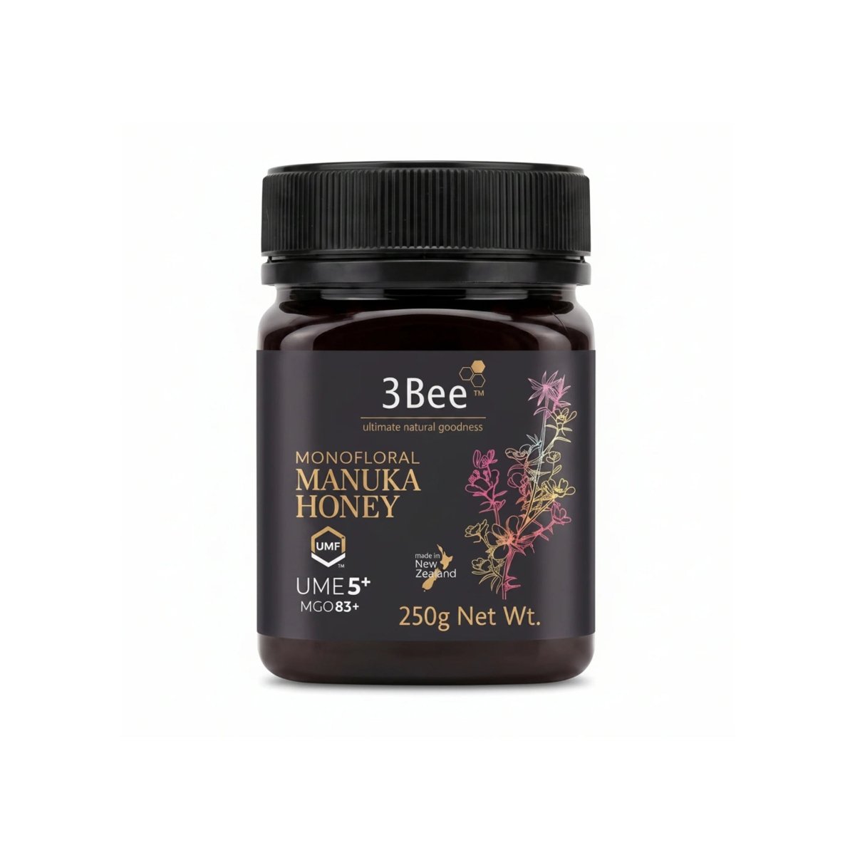 3Bee Monofloral Manuka Honey UMF 5+ | 250 g – Daily Immune & Digestive Support - endnutrition.com