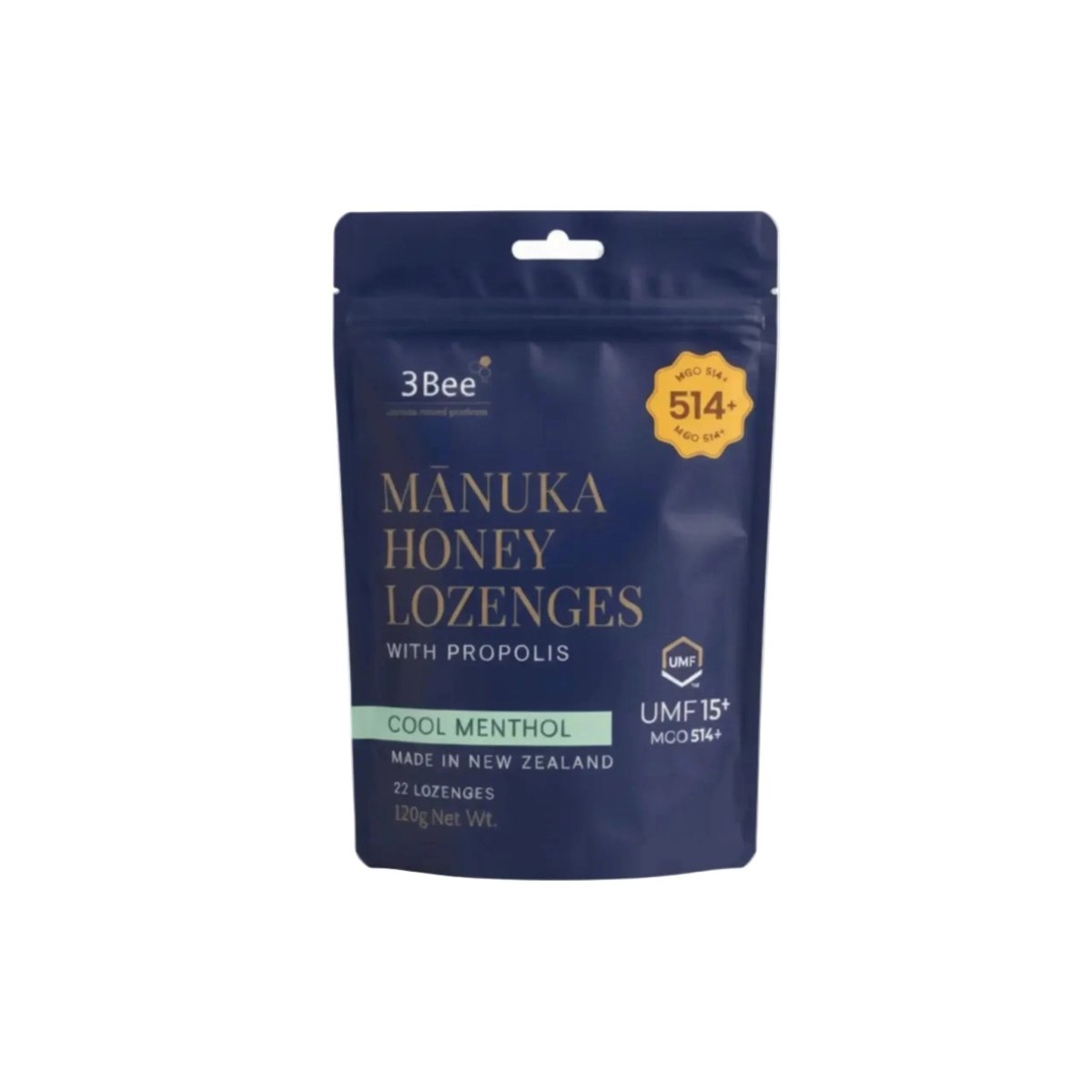 3Bee Manuka Honey UMF15+ Lozenges | Menthol With Propolis, 120g | Manuka Honey UMF15+| Cooling Relief, Immunity Support - endnutrition.com