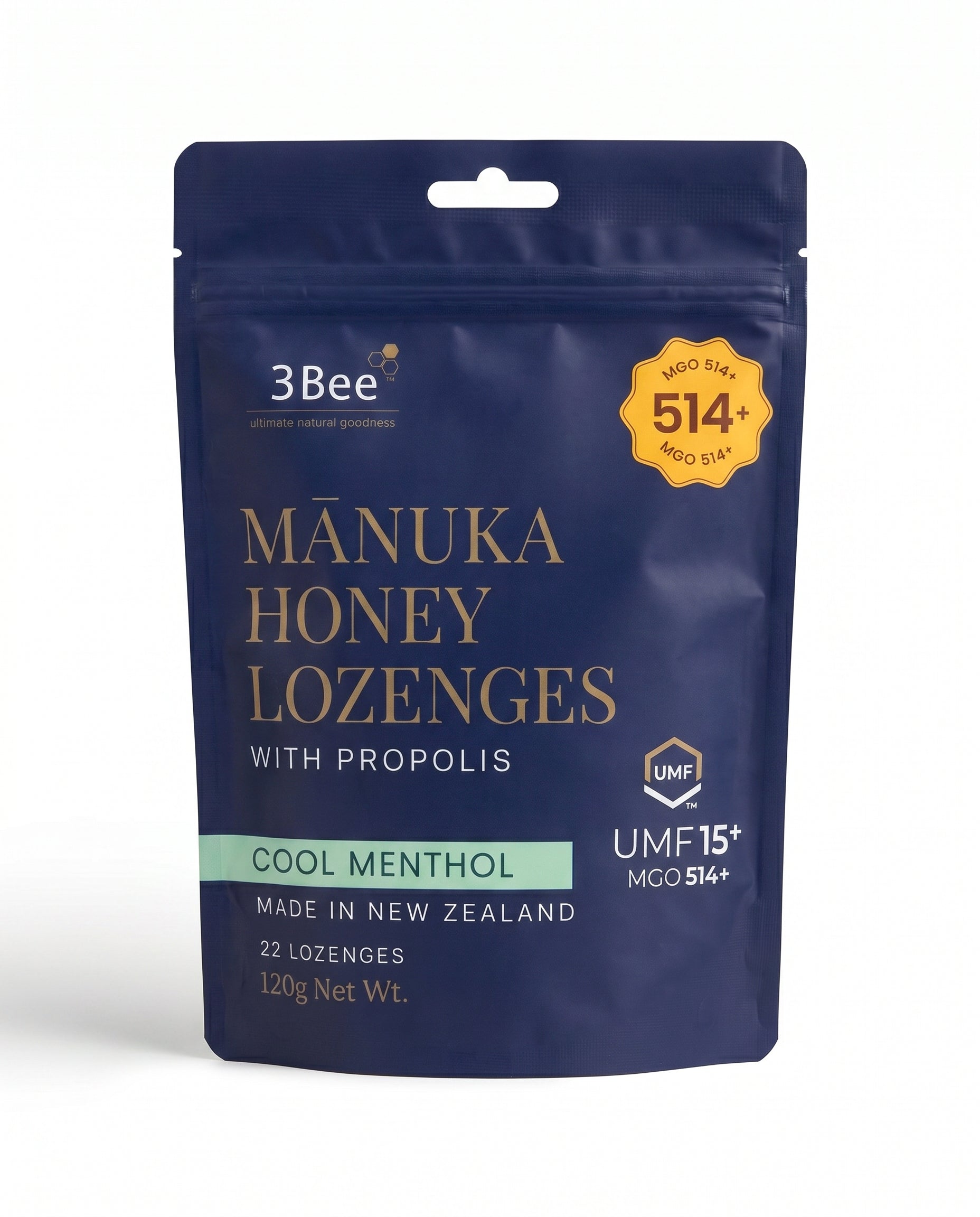 3BEE MHoney UMF15+ Lozenges – Menthol With Propolis, 120g – Manuka Honey UMF15+, Cooling Relief, Immunity Support