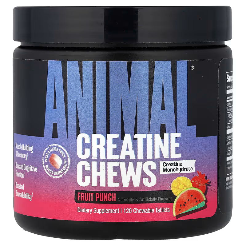 Universal Nutrition Animal Creatine Chews – Micronized Creatine for Strength, Recovery & Energy – Fruit Punch Flavor – 120 Chews