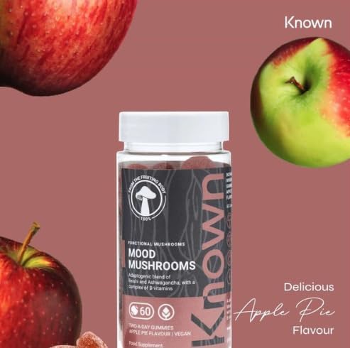 Known Mood Mushrooms Gummies – Lion’s Mane, B Vitamins, Brain Health & Hormone Balance, Natural Apple Pie Flavour – 60 Vegan Gummies, 1 Month Supply - END Nutrition