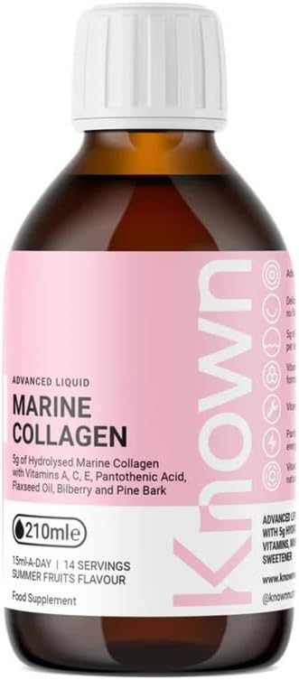 Known Advanced Hydrolysed Marine Collagen Liquid – 5000 mg Collagen, Vitamin A & C – Skin, Hair & Nail Support – Summer Fruits Flavour – 210 ml Bottle, 3rd Party Tested - END Nutrition