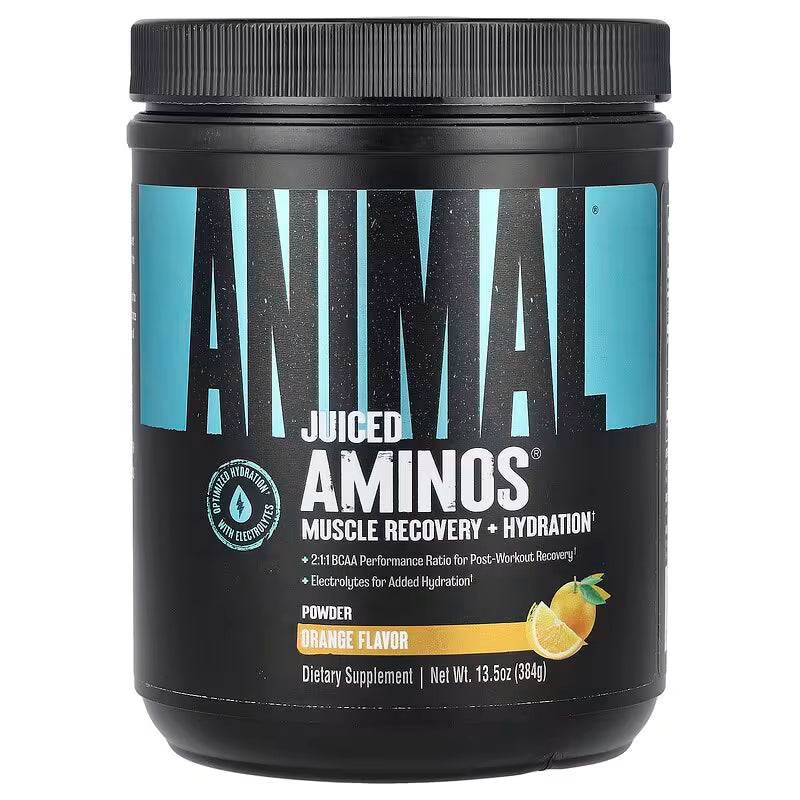Universal Nutrition Animal Juiced Aminos – BCAA & EAA Recovery Formula – Muscle Repair, Endurance & Hydration – Orange Powder – 384 g