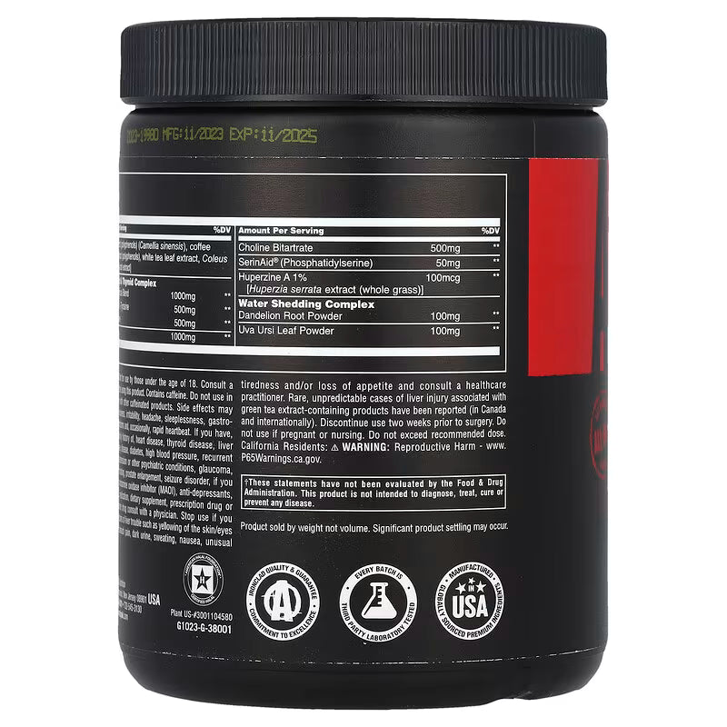 Universal Nutrition Animal Cuts Powder, Blue Ice Pop, 8.2 oz (235.2 g) – with Carnitine, Green Tea, Coffee Bean & Herbal Extracts