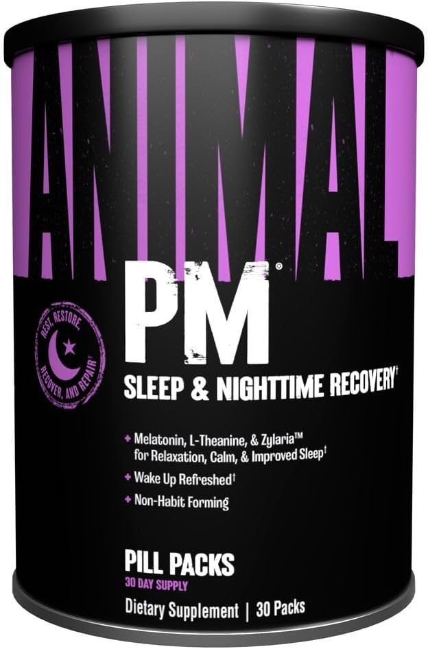 Animal PM Sleep & Night‑Time Recovery – Multivitamin & Amino Complex – With Magnesium, Zinc, Adaptogens & Herbal Extracts – Deep Sleep, Muscle Recovery & Immune Support – 30 Packs
