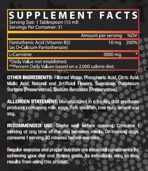 Nutrex Liquid L‑Carnitine 3000 – Orange Mango – 31 Servings – Fat Metabolism, Energy & Endurance Support