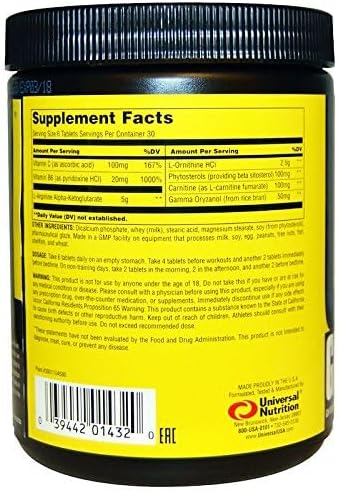 Universal Nutrition Animal GH Max – Superior GH Support Formula – Arginine & Ornithine – 180 Tablets