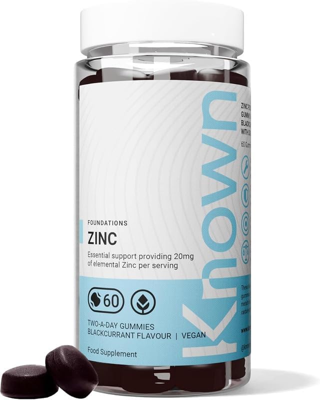 Known Zinc Gummies – 20 mg, Blackcurrant Flavour, Vegan, Immune Support, Skin, Hair, Nails, Fertility & Cognitive Function – 1 Month Supply - END Nutrition