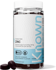 Known Zinc Gummies – 20 mg, Blackcurrant Flavour, Vegan, Immune Support, Skin, Hair, Nails, Fertility & Cognitive Function – 1 Month Supply