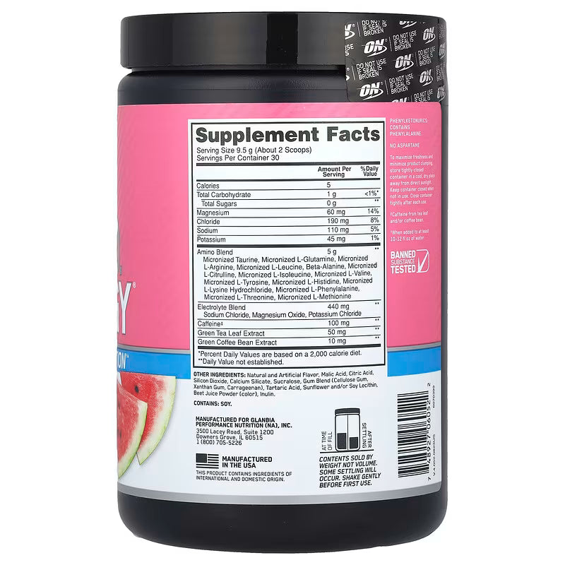 Optimum Nutrition Essential Amino Energy 285g – Watermelon Splash | Energy & Focus Booster