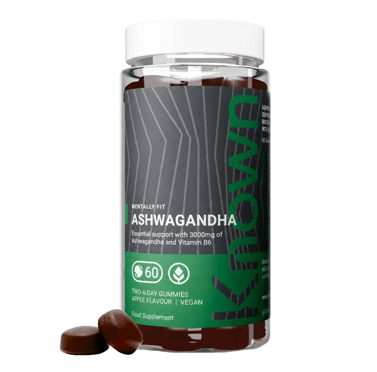 Known Ashwagandha Apple Vegan Gummy Supplement | 3000mg Ashwagandha | Stress & Sleep Aid - Endnutrition.com