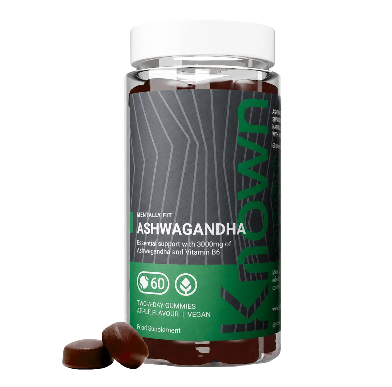 Known Ashwagandha Apple Vegan Gummy Supplement | 3000mg Ashwagandha | Stress & Sleep Aid