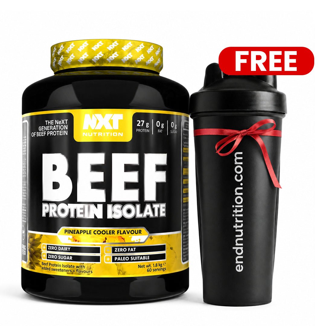 NXT Nutrition Beef Protein Isolate – Pineapple Blast – 1.8 kg – Dairy‑Free High Protein Powder + FREE Shaker bottle - endnutrition.com