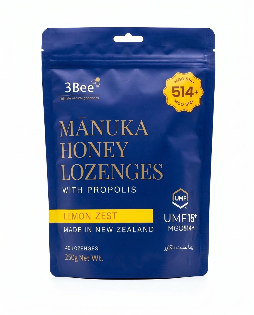 3BEE MHoney UMF15+ Lozenges – Lemon, 250g – Manuka Honey UMF15+, Soothing Relief, Immunity Support - Endnutrition.com