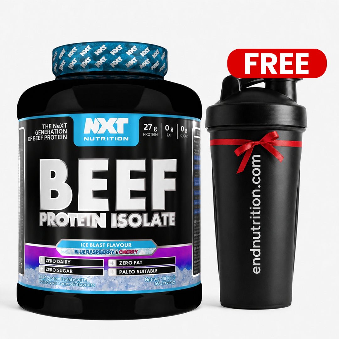 NXT Nutrition Beef Protein Isolate – Ice Blast – 1.8 kg – Dairy‑Free High Protein Powder + FREE Shaker bottle - endnutrition.com