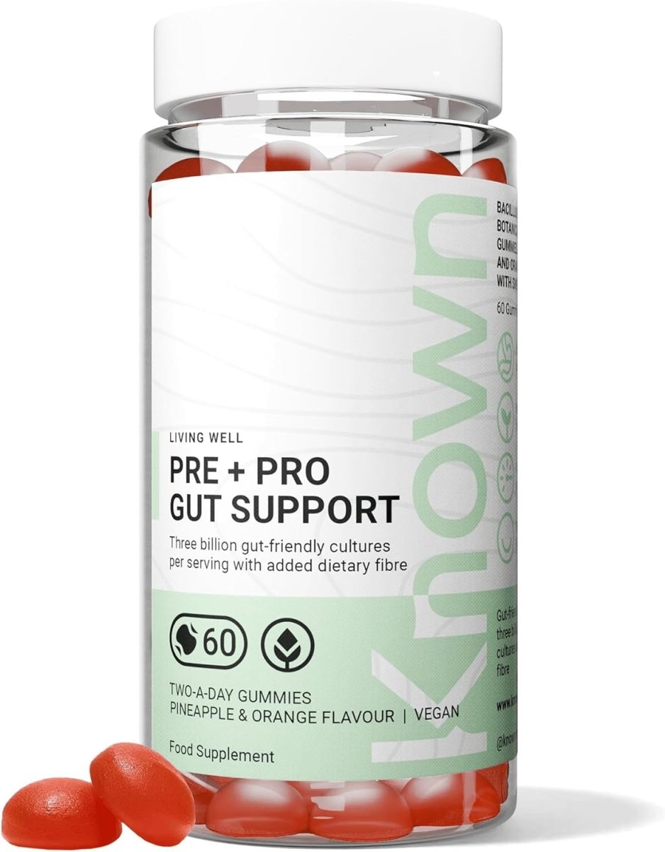 Known Pre+Pro Gut Support Gummies – 3 Billion CFU Bacillus Coagulans, Pineapple & Orange Flavour, Vegan Digestive & Immune Health – 60 Gummies, 1 Month Supply - END Nutrition