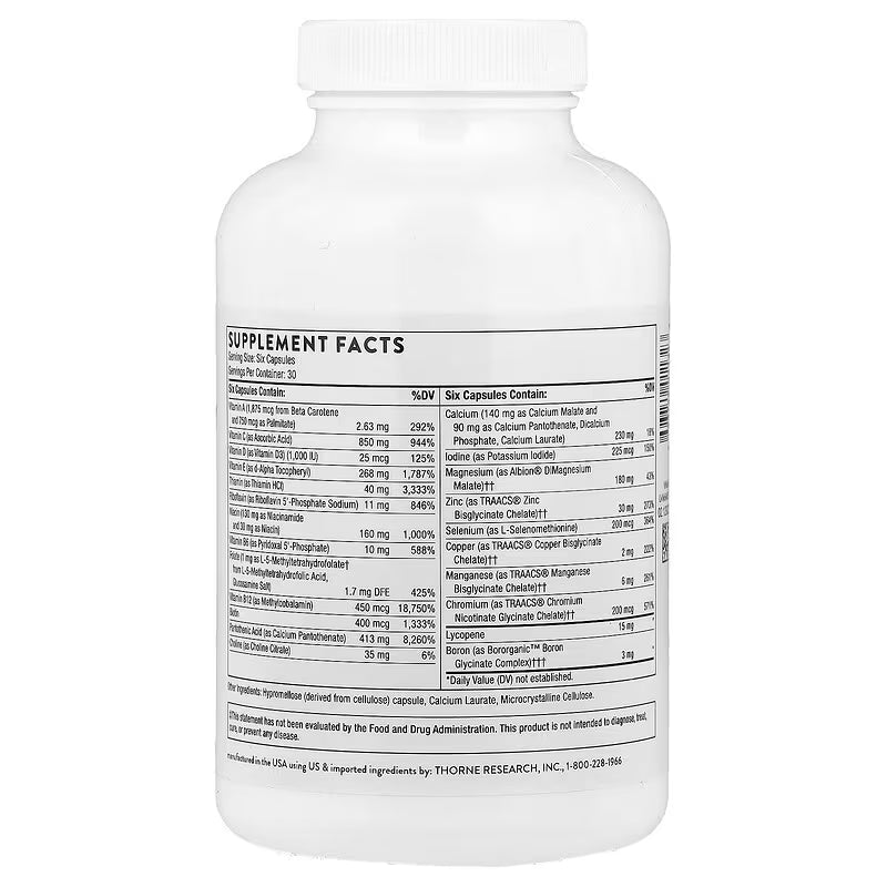 Thorne Men's Multi 50+ with Lycopene & Zinc – 180 Capsules | Prostate, Immune & Heart Support