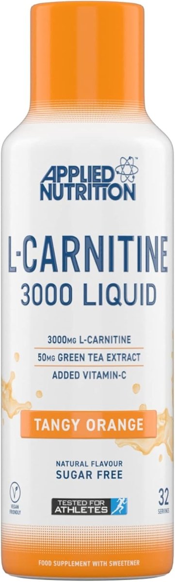 Applied Nutrition L‑Carnitine 3000 Liquid – Tangy Orange Flavour – 480 ml (32 Servings) – Energy & Weight Management with Green Tea & Vitamin C – Vegan - END Nutrition
