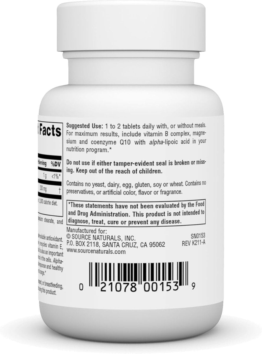 Source Naturals Alpha Lipoic Acid – 100 mg – 30 Tablets – Antioxidant & Metabolic Support - END Nutrition